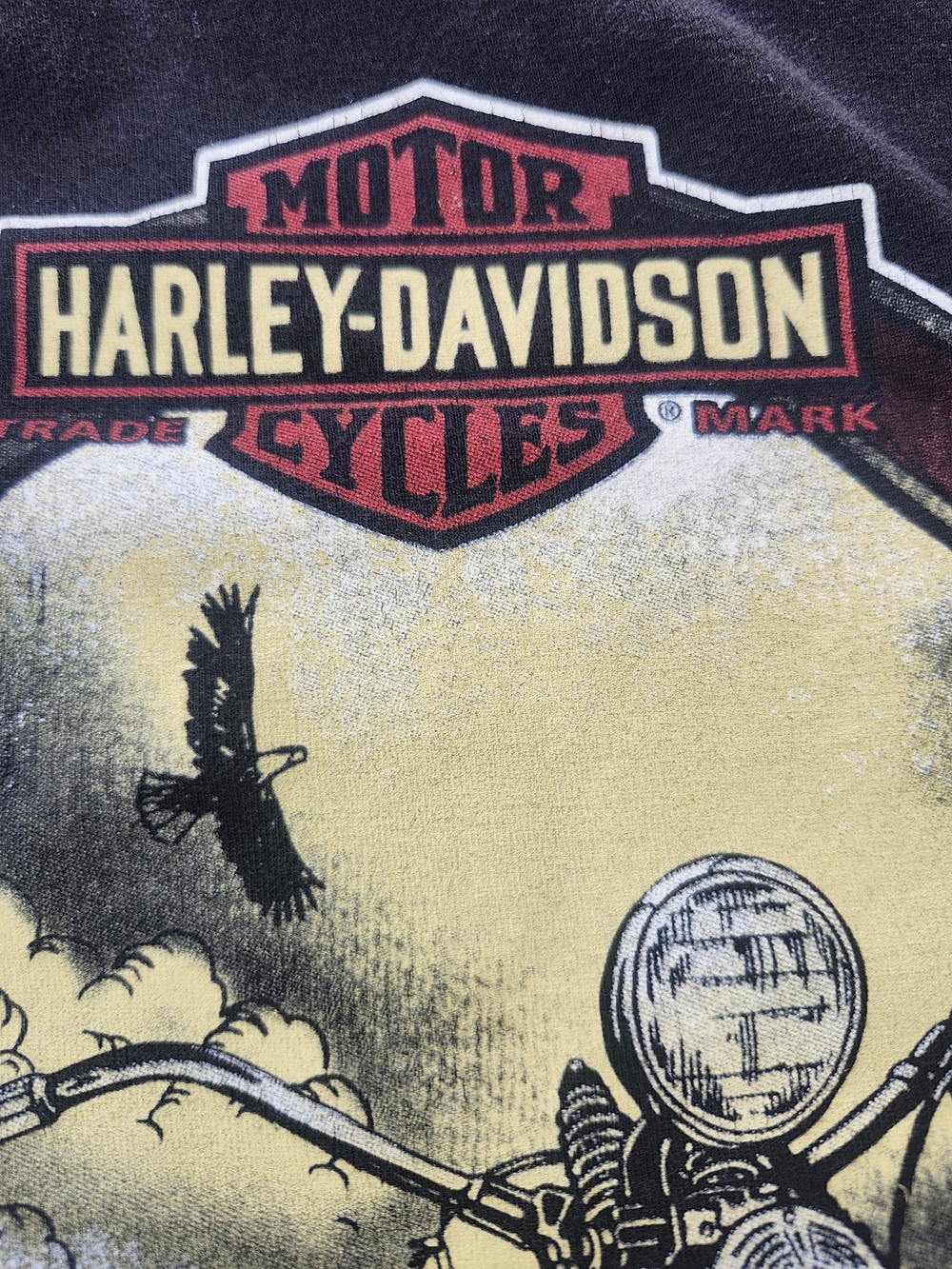 Harley-Davidson Black Tee, Yellow & Red 2020 N.JUDSON,IN Large
